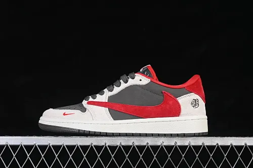 All categories Air Jordan Jordan series basketball shoes Air Jordan 1 Low High-end customized low-top sneakers Travis Scott x Fragment Design x Air Jordan 1 Low OG SP AJ1 Joe 1 Year of the Horse limited white gray red low-top cultural casual sneakers YF9511-501